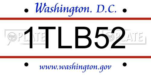 1TLB52 District Of Columbia License Plate