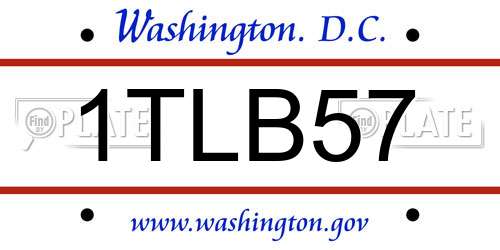 1TLB57 District Of Columbia License Plate