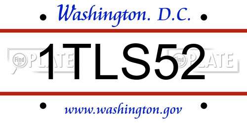 1TLS52 District Of Columbia License Plate