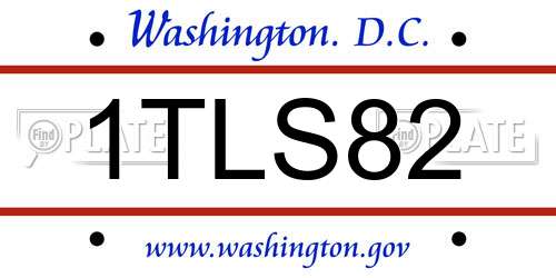 1TLS82 District Of Columbia License Plate