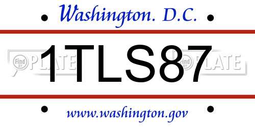 1TLS87 District Of Columbia License Plate