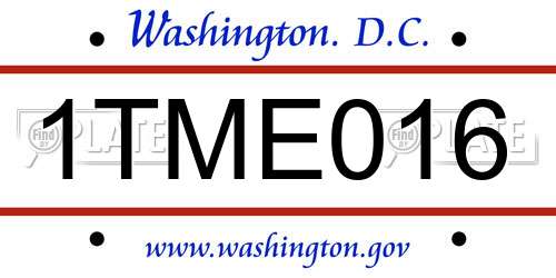 1TME016 District Of Columbia License Plate
