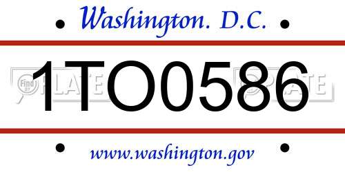 1TO0586 District Of Columbia License Plate