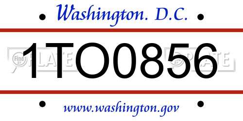 1TO0856 District Of Columbia License Plate