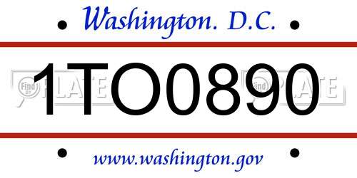 1TO0890 District Of Columbia License Plate