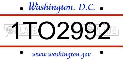 1TO2992 District Of Columbia License Plate