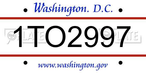 1TO2997 District Of Columbia License Plate