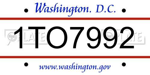 1TO7992 District Of Columbia License Plate