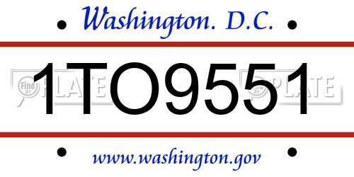 1TO9551 District Of Columbia License Plate