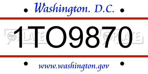 1TO9870 District Of Columbia License Plate