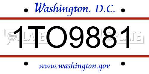 1TO9881 District Of Columbia License Plate