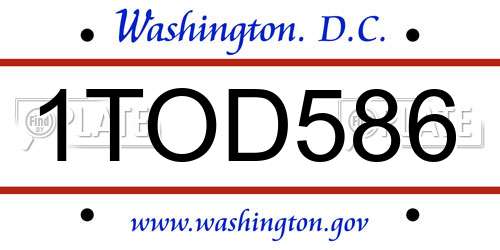 1TOD586 District Of Columbia License Plate