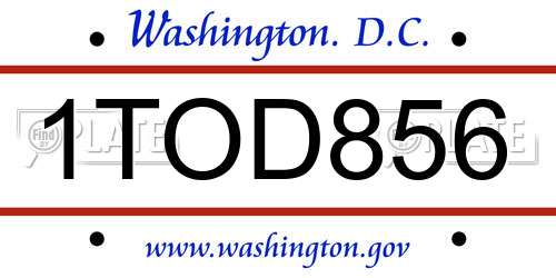 1TOD856 District Of Columbia License Plate