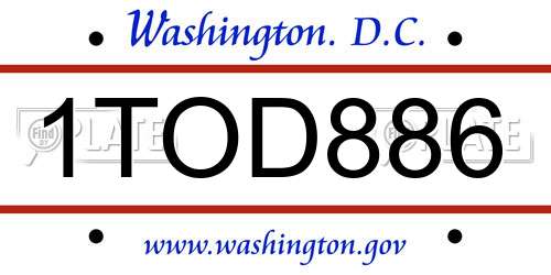 1TOD886 District Of Columbia License Plate