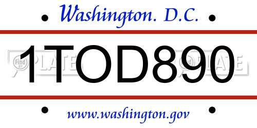1TOD890 District Of Columbia License Plate