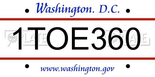 1TOE360 District Of Columbia License Plate