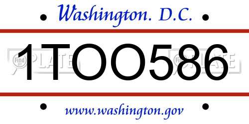1TOO586 District Of Columbia License Plate