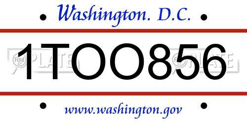 1TOO856 District Of Columbia License Plate