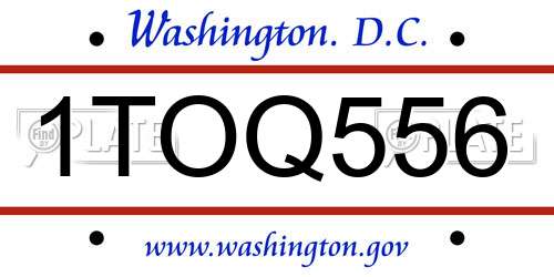 1TOQ556 District Of Columbia License Plate