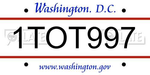 1TOT997 District Of Columbia License Plate