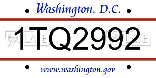 1TQ2992 District Of Columbia License Plate