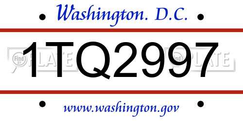 1TQ2997 District Of Columbia License Plate
