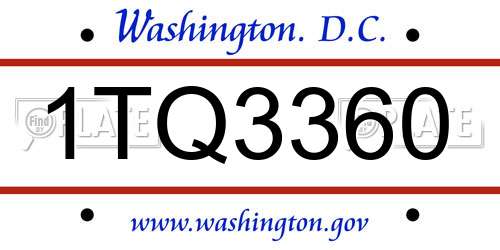1TQ3360 District Of Columbia License Plate