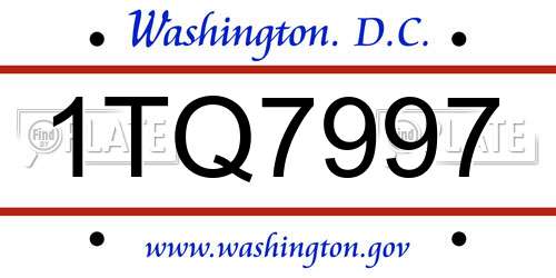 1TQ7997 District Of Columbia License Plate
