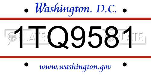 1TQ9581 District Of Columbia License Plate