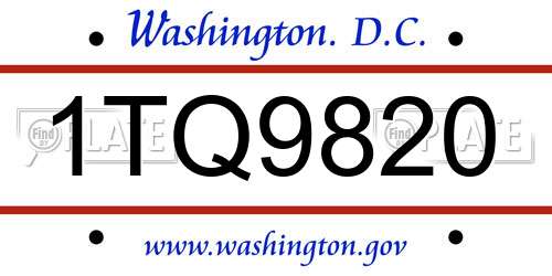 1TQ9820 District Of Columbia License Plate