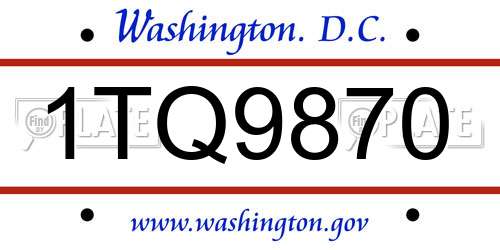 1TQ9870 District Of Columbia License Plate