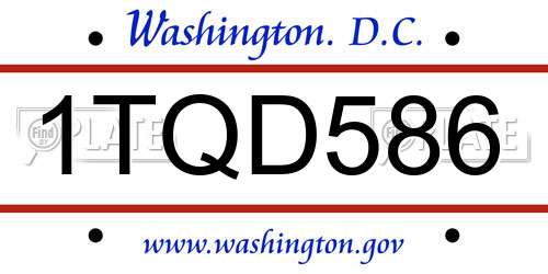 1TQD586 District Of Columbia License Plate