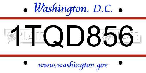 1TQD856 District Of Columbia License Plate