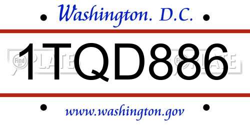 1TQD886 District Of Columbia License Plate