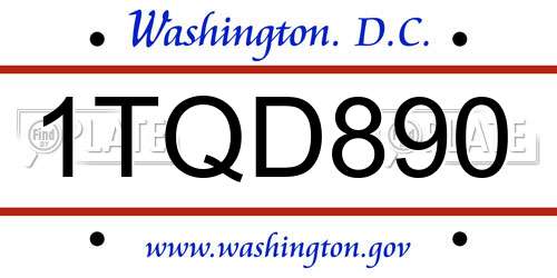 1TQD890 District Of Columbia License Plate