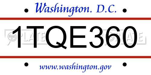 1TQE360 District Of Columbia License Plate