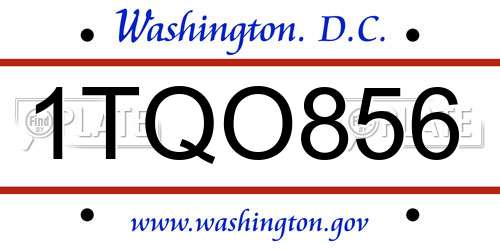 1TQO856 District Of Columbia License Plate