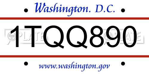 1TQQ890 District Of Columbia License Plate