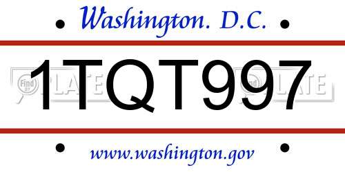 1TQT997 District Of Columbia License Plate