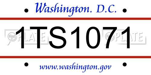 1TS1071 District Of Columbia License Plate