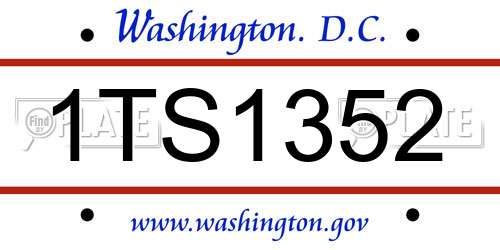 1TS1352 District Of Columbia License Plate