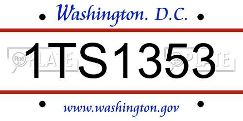 1TS1353 District Of Columbia License Plate