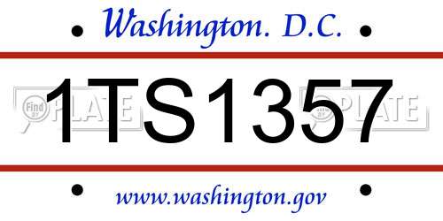 1TS1357 District Of Columbia License Plate