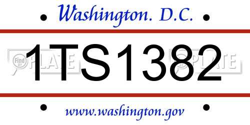 1TS1382 District Of Columbia License Plate
