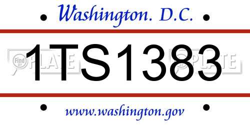 1TS1383 District Of Columbia License Plate