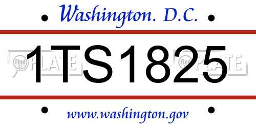 1TS1825 District Of Columbia License Plate