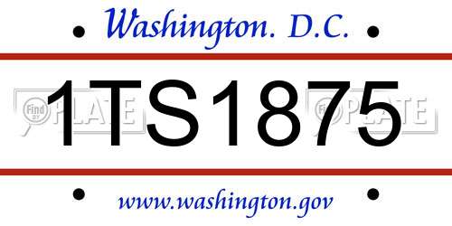1TS1875 District Of Columbia License Plate