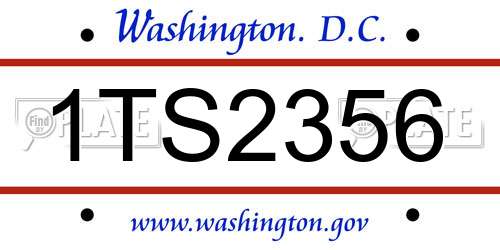 1TS2356 District Of Columbia License Plate