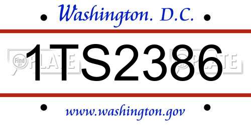 1TS2386 District Of Columbia License Plate