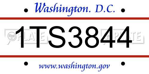 1TS3844 District Of Columbia License Plate
